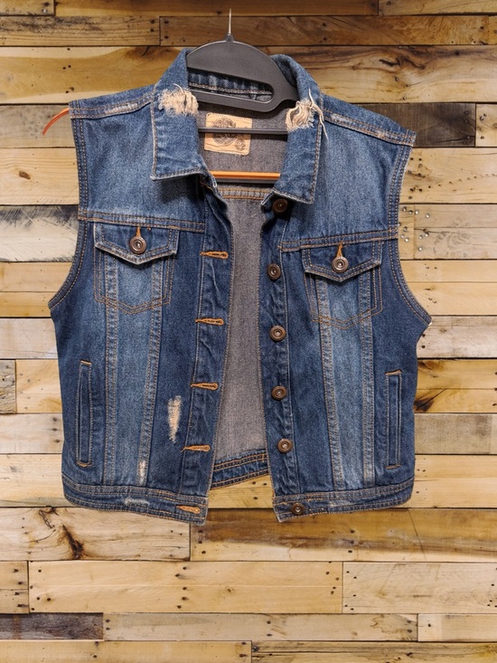 I & M Jeans Other - I&M Jeans Distressed Denim Vest Medium Wash Button Front Blue Size Medium